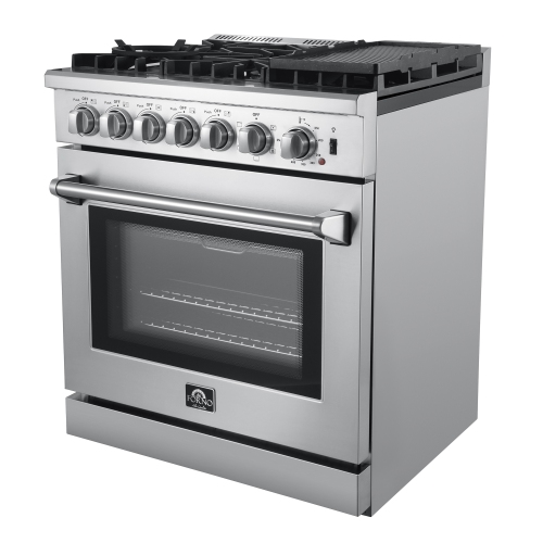 Forno Marco 36-Inch Dual Fuel Range Stainless Steel, 6 Sealed Burners - 67,000 BTU, 5.36 cu.ft. True Convection Oven