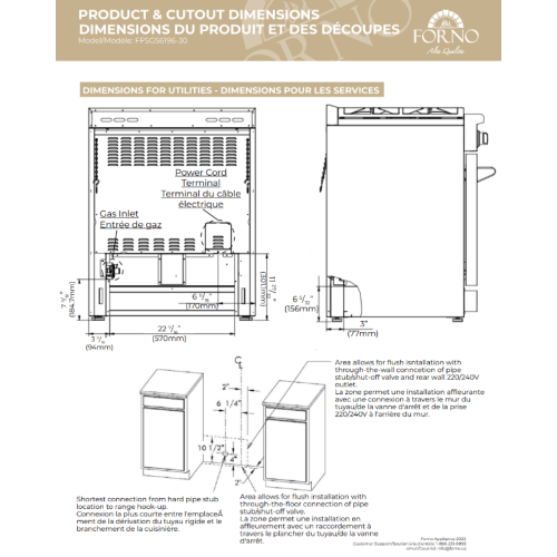 Forno Marco 36-Inch Dual Fuel Range Stainless Steel, 6 Sealed Burners - 67,000 BTU, 5.36 cu.ft. True Convection Oven