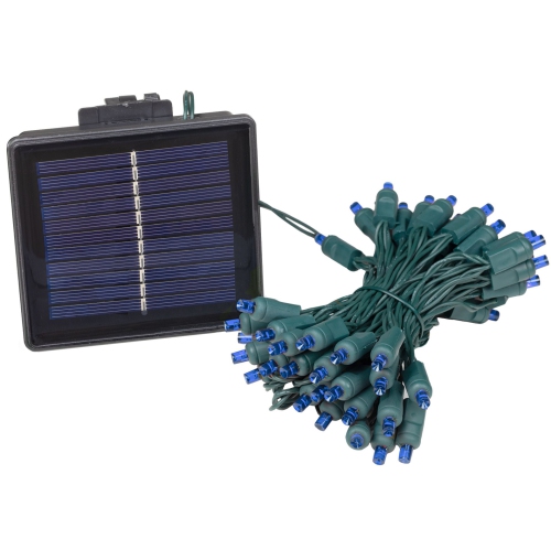 Novelty Lights 50 Light Solar Powered LED Outdoor Mini Light String, 12.5 Feet on Green Wire, 5mm Bulbs, Automatic Dusk to Dawn Operation