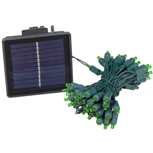 Jeu de 50 mini lumières solaires d'extérieur LED de fantaisie, 12,5 pieds sur fil vert, ampoules 5 mm, fonctionnement automatique du crépuscule