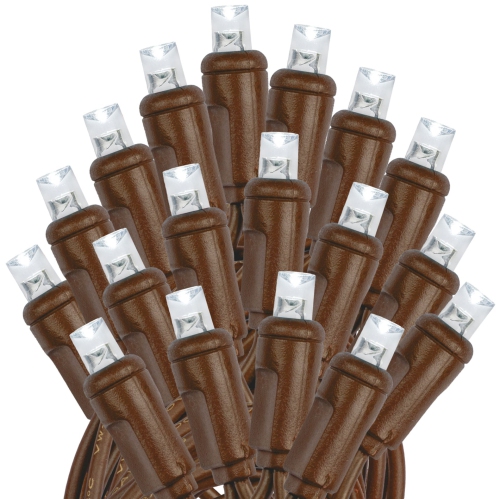 Novelty Lights 100 Light Solar Powered LED Outdoor Mini Light String, 34 Feet on Brown Wire, 5mm Bulbs, Automatic Dusk to Dawn Operation