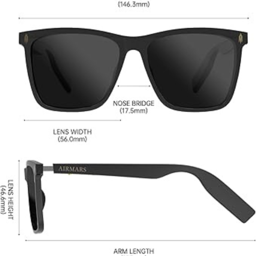 AIRMARS ππ¦ππ«π ππ₯ππ¬π¬ππ¬ with Voice Assistant, Built-in Speaker and Microphone, UV Protection Bluetooth Sunglasses for Men and Women