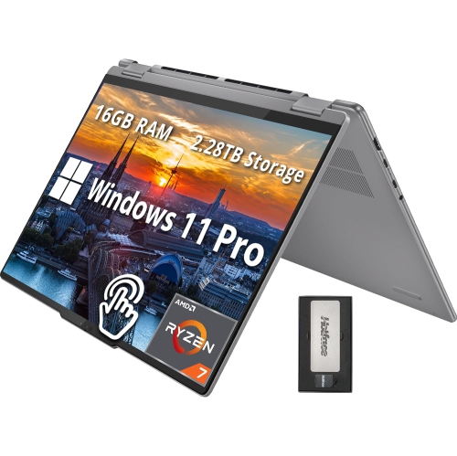 Lenovo Yoga 7 16" WUXGA 2-in-1 Touchscreen Laptop, AMD Ryzen 7 8840HS, 2.28TB Storage, 16GB LPDDR5X, Backlit Keyboard, Win 11 Pro, Artic Grey