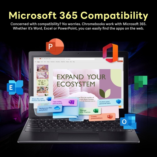 Acer Chromebook 311 11.6" HD Laptop, Intel Celeron N4500 Processor, 4GB LPDDR4X RAM, 224GB Storage, Intel UHD Graphics, Chrome OS, Black