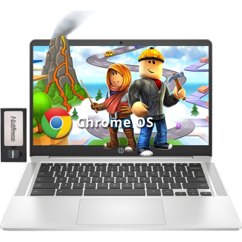 HP Chromebook 14" FHD Anti-Glare Laptop, AMD 3015Ce, 224GB Storage(64GB eMMC+160GB Docking Station), 4GB RAM, AMD Radeon Graphics, 720p HD Camera,