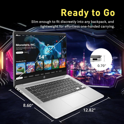 HP Chromebook 14" FHD Anti-Glare Laptop, AMD 3015Ce, 224GB Storage(64GB eMMC+160GB Docking Station), 4GB RAM, AMD Radeon Graphics, 720p HD Camera,