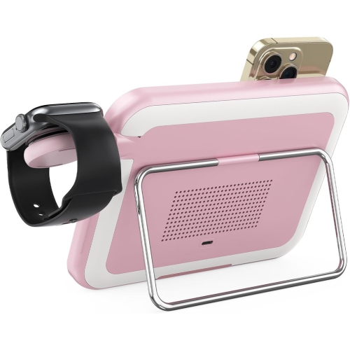 3 in 1 Foldable Magnetic Wireless Charger with Cosmetic Mirror,Makeup Mirror with Light,3-in-1 Charging Station,Charging Stand,for iPhone12-16,Apple