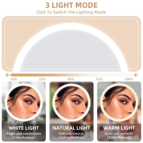 Miroir grossissant de maquillage 6 po, miroir de maquillage lumineux avec grossissement de voyage 30x, miroir grossissant 30x, 3 ventouses et