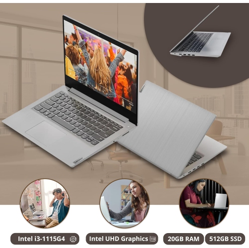 Open Box - Lenovo IdeaPad 3i 14" FHD Business Laptop, Intel 11th Gen i3-1115G4, 512GB PCIe SSD, 20GB RAM, Intel UHD Graphics, 720P HD Webcam, WiFi 6,