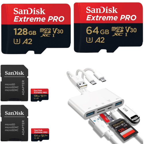 SanDisk Extreme PRO® 128 + 64 GB micro SD Card | Speed 200MB/s Read | 140MB/s Write | Extreme Performance SanDisk QuickFlow™ Technology | 5-in-1