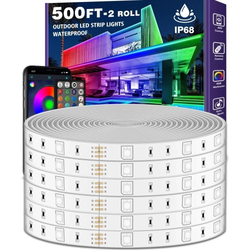 500ft Outdoor LED Strip Lights Waterproof With self-adhesive back Led Lights Strips Waterproof with Bluetooth
