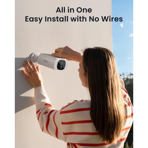 ieGeek Solar Security Camera Wireless Outdoor,Always Powered,Spotlight,2K Color Night Vision,Motion Detection,No Monthly Fee,Works with Alexa White