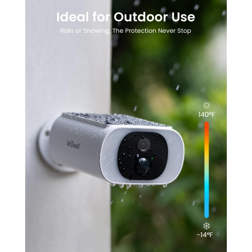 ieGeek Solar Security Camera Wireless Outdoor,Always Powered,Spotlight,2K Color Night Vision,Motion Detection,No Monthly Fee,Works with Alexa White