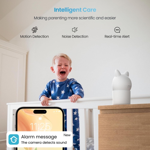 ieGeek Video Baby Monitor, 4.3" Wireless Display & 360°Auto Tracking Smart Camera, Sound & Motion Detection, Temp & Humidity Sensor,FHD Night