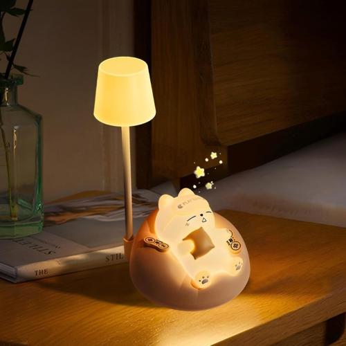 LED Desk Lamp for kids, Mini Cat Dimming Reading Light with 3 Lighting Modes, USB Rechargeable Bedside Lamp for Children's Bedroom, Cute Portable