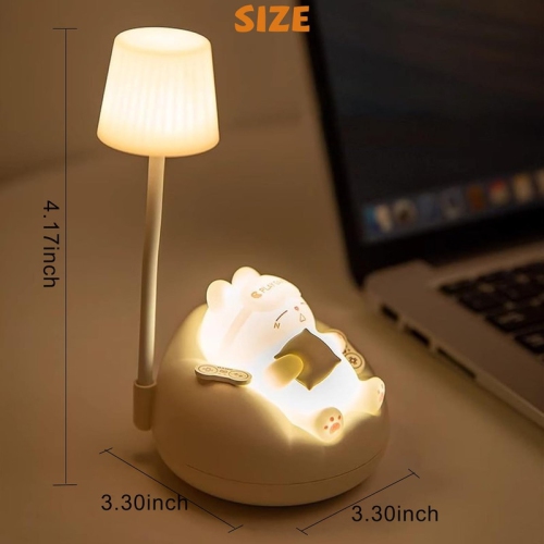 LED Desk Lamp for kids, Mini Cat Dimming Reading Light with 3 Lighting Modes, USB Rechargeable Bedside Lamp for Children's Bedroom, Cute Portable
