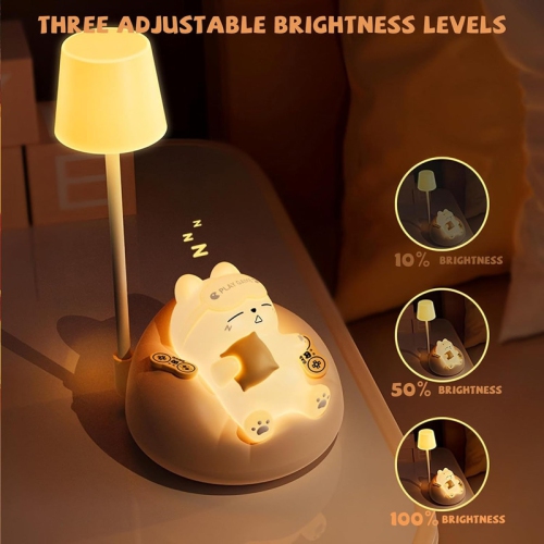 LED Desk Lamp for kids, Mini Cat Dimming Reading Light with 3 Lighting Modes, USB Rechargeable Bedside Lamp for Children's Bedroom, Cute Portable