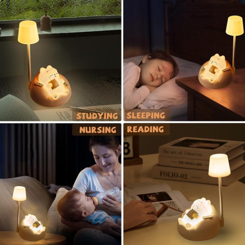 LED Desk Lamp for kids, Mini Cat Dimming Reading Light with 3 Lighting Modes, USB Rechargeable Bedside Lamp for Children's Bedroom, Cute Portable