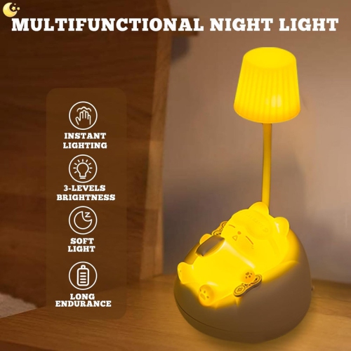 LED Desk Lamp for kids, Mini Cat Dimming Reading Light with 3 Lighting Modes, USB Rechargeable Bedside Lamp for Children's Bedroom, Cute Portable