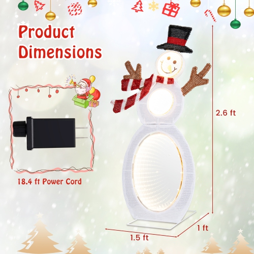 Gymax 2.6 ' Lighted Snowman w/105 Built-in LED Lights Metal Stand Zip Tie Stakes