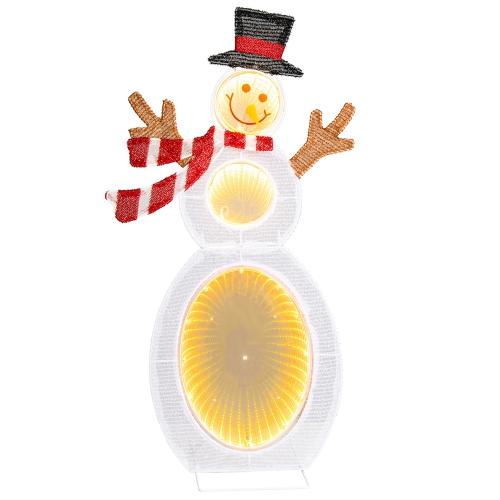 Gymax 2.6 ' Lighted Snowman w/105 Built-in LED Lights Metal Stand Zip Tie Stakes