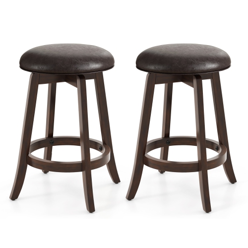 Image 1 de 10.. Gymax 24'' Counter Height Stools Set of 2 w/ 360° Swivel Round Seat & Footrest
