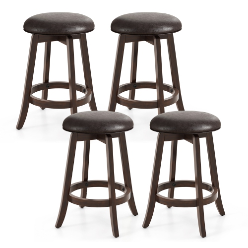 Gymax 24'' Counter Height Stools Set of 4 w/ 360° Swivel Round Seat & Footrest