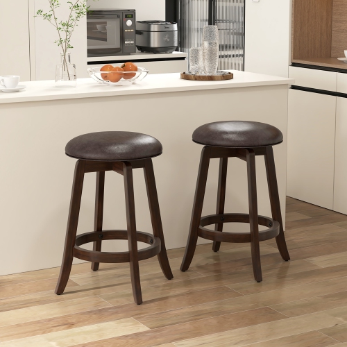 Gymax 24'' Counter Height Stools Set of 4 w/ 360° Swivel Round Seat & Footrest