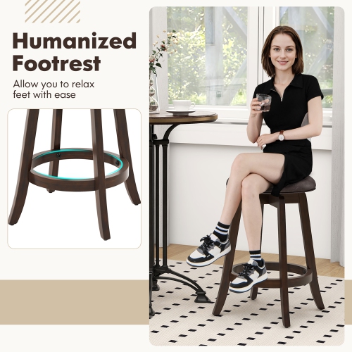 Gymax 24'' Counter Height Stools Set of 4 w/ 360° Swivel Round Seat & Footrest