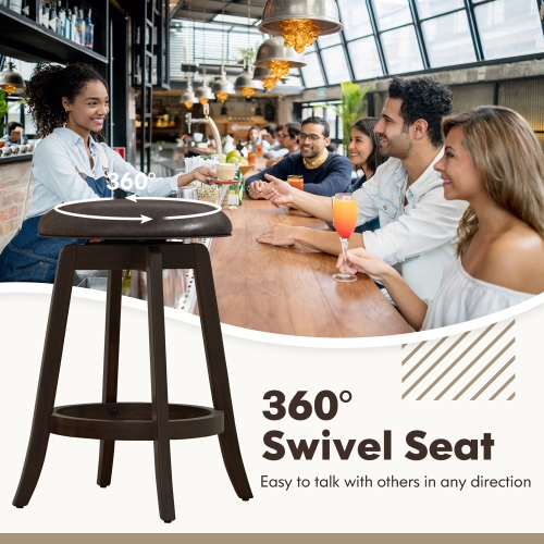 Gymax 24'' Counter Height Stools Set of 4 w/ 360° Swivel Round Seat & Footrest