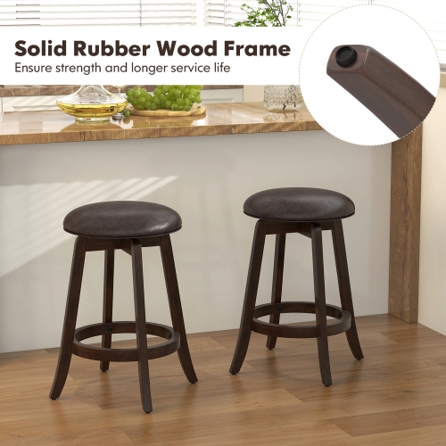 Gymax 24'' Counter Height Stools Set of 4 w/ 360° Swivel Round Seat & Footrest