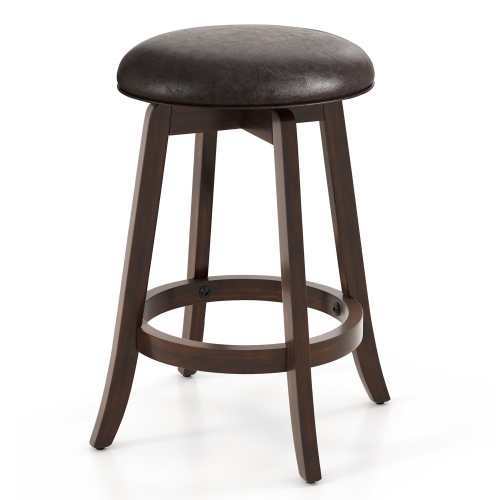 Gymax 24'' Counter Height Stools Set of 4 w/ 360° Swivel Round Seat & Footrest