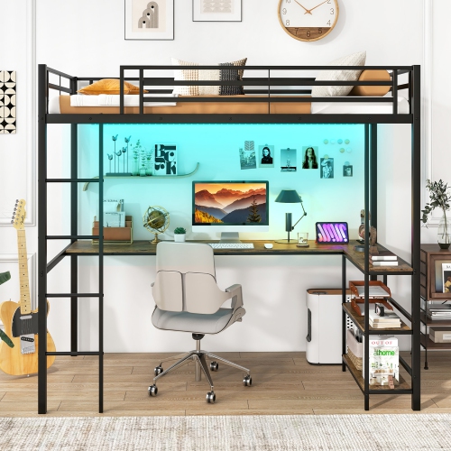 Gymax Twin Size LED Bed Frame w/ Charging Station Upholstered Headboard 4 Drawers