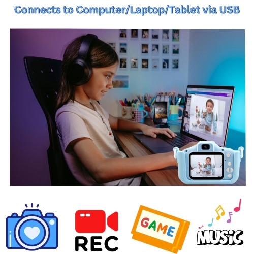 Appareil photo numérique pour enfants de MAKATA 48&nbsp;Mpx avec jeux vidéo HD et musique MP3, caméra jouet amusante pour enfants de moins de 13 ans,