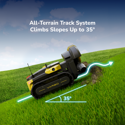 Tondeuse robot YARBO avec souffleuse à feuilles et design modulaire, cartographie à IA multizone, vision IA et RTK pour la navigation