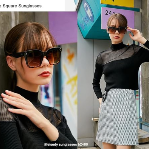 FEISEDY Vintage Women Butterfly Sunglasses Designer Luxury Square Gradient Sun Glasses Shades B2486