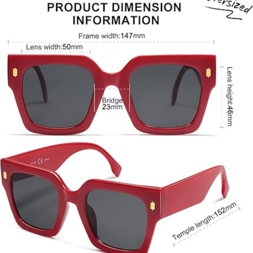 Lunettes de soleil Carrées surdimensionnées SOJOS Vintage pour Femme, Retro Femmes Luxury Big Sun Lunettes UV400 Protection SJ2194 DANA