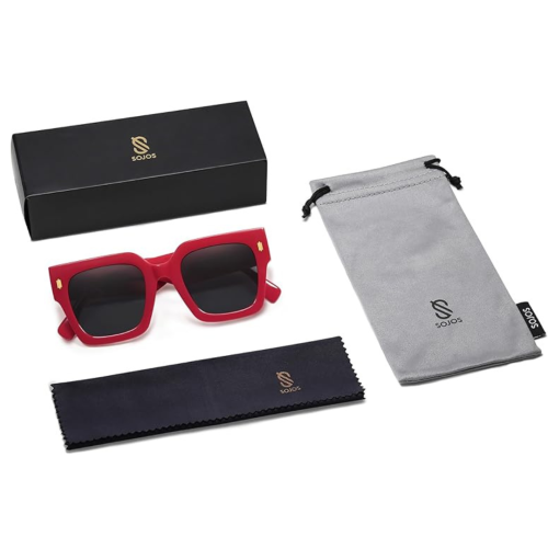 Lunettes de soleil Carrées surdimensionnées SOJOS Vintage pour Femme, Retro Femmes Luxury Big Sun Lunettes UV400 Protection SJ2194 DANA