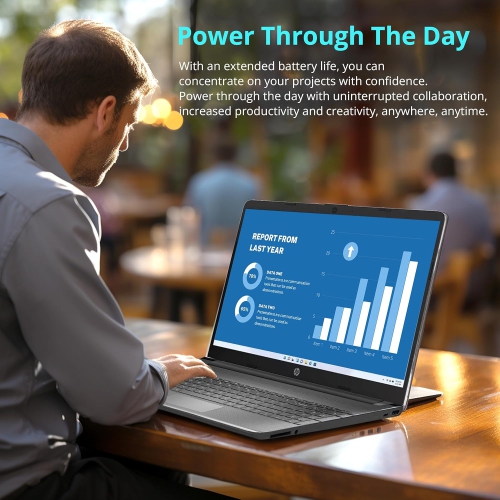 HP 15.6” FHD Laptop, Intel i3-1215U, 128GB SSD, 8GB RAM, Intel UHD Graphics, HD Webcam, Numpad, Wi-Fi 6, Bluetooth, Gray, Windows 11 by HP - Open Box condition - Image 6