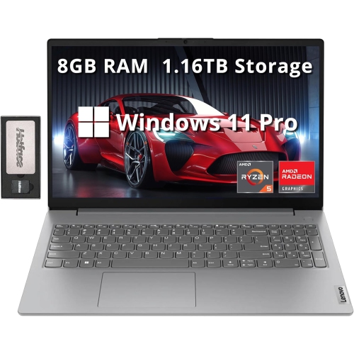 LENOVO  V15 G4 Amn 15.6" Fhd Laptop, Amd Ryzen 5 7520U, 1.16Tb Storage(1Tb SSD+160GB Docking Station Set), 8GB Lpddr5, Amd Radeon 610M Graphics, HD