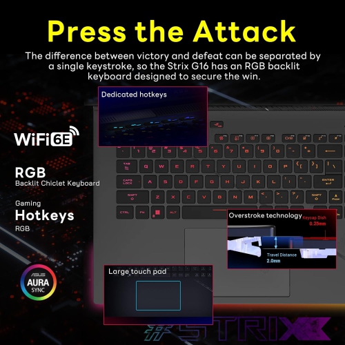 ASUS ROG Strix G16 16" FHD 165Hz Gaming Laptop, Intel i9-13980HX, NVIDIA GeForce RTX 4060, 2TB PCIe SSD, 32GB DDR5, Backlit Keyboard, Win 11 Pro,
