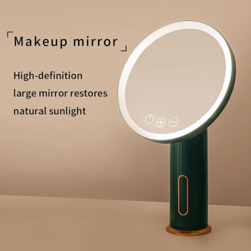 Miroir de coiffeuse autoportant 31.5 * 19Cm, miroir de maquillage à DEL verte, bureau lumineux, miroir rotatif, miroir à maquillage rond 31.5 * 19Cm,