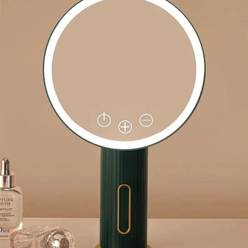 Miroir de coiffeuse autoportant 31.5 * 19Cm, miroir de maquillage à DEL verte, bureau lumineux, miroir rotatif, miroir à maquillage rond 31.5 * 19Cm,