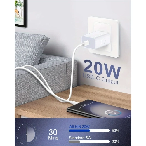 Apple USB C Charger Block, 20w USB-C Power Adapter with PD 3.0 Type C Charging Block Fast Charge USB C Wall Plug Cube for iPhone