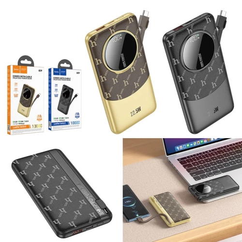 Q29 Nobility 22.5W+PD20W fully compatible power bank with cable(iP)(10000mAh) - Black