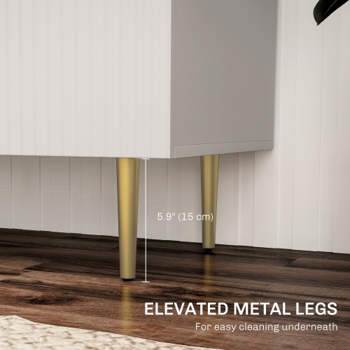 HOMCOM – Buffet, armoire de rangement moderne pour la cuisine avec 2 portes et tablettes réglables, armoire de bar à café cannelée avec pattes en