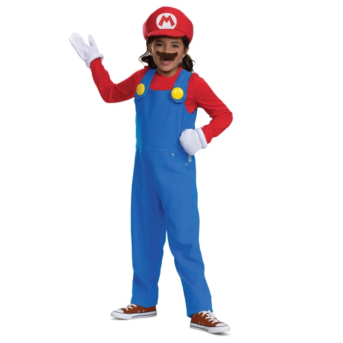 Mario Costume for Kids, Official Super Mario Bros Costume and Accessories for Children, Size