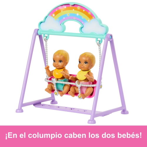 Barbie Skipper Doll & Nursery Playset with Accessories, Includes Twin Baby Dolls, 1 Crib, 1 Swing, 1 See-Saw & More
