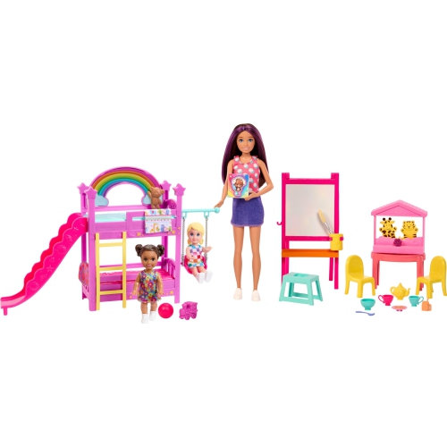 BARBIE  Skipper First Jobs Daycare Playset, 3 Dolls, Furniture & 15+ Accessories, Includes Bunkbeds & Color-Change Easel Beautiful barbie set my daughter loves it