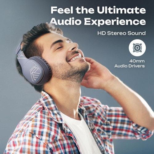 Bluetooth Headphones Over Ear, Wireless Bluetooth Headphones with Microphone, Foldable Headphones Hi-Fi Stereo Sound Headset for Cellphone, PC, Line